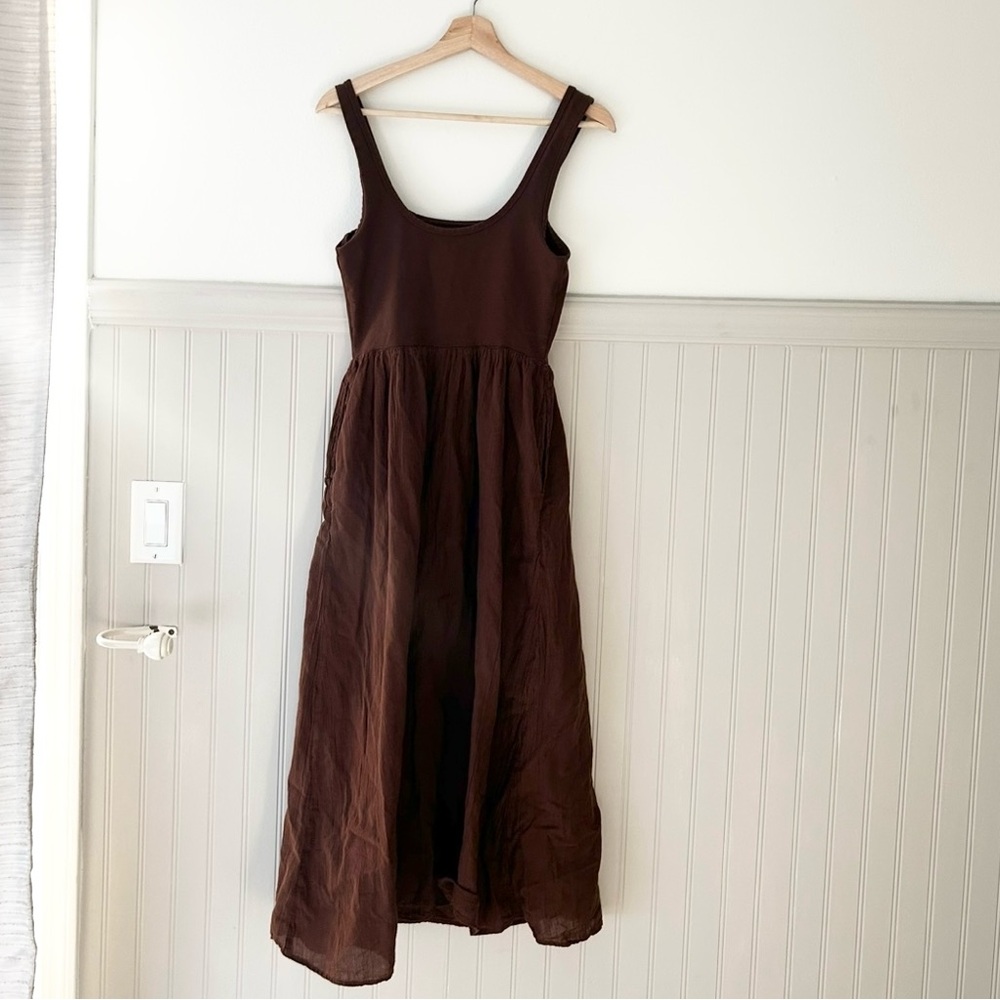 Aerie Small Brown Midi Dress At The Barre Bow Dress - Picture 4 of 6